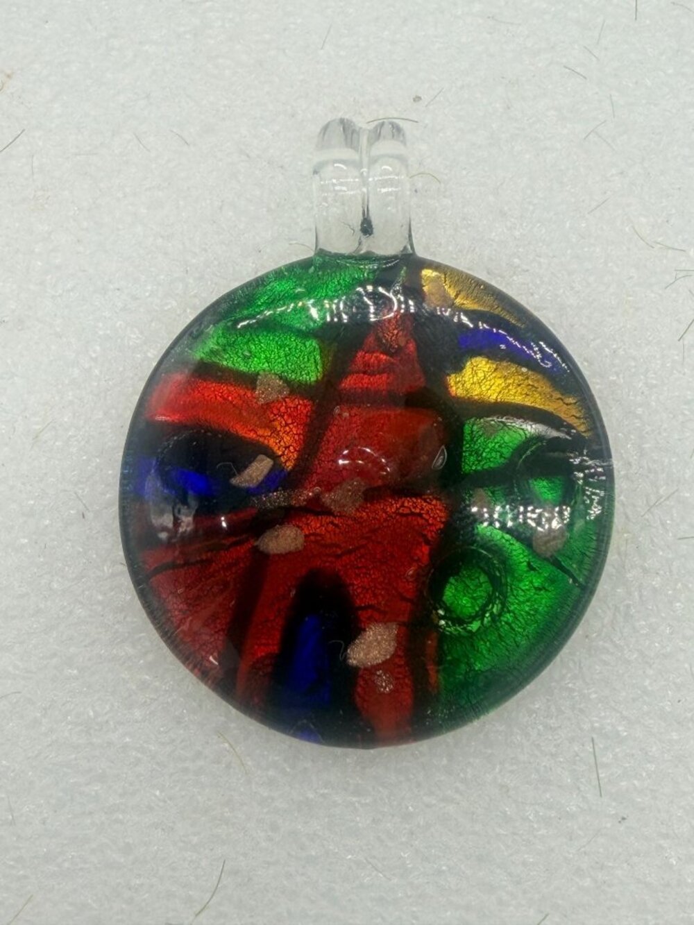 Beautiful Hand Blown Dichroic Round Glass Pendant